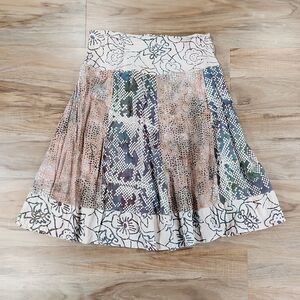🔺️Santika Cream Print Fully Lined Panel Skirt Large